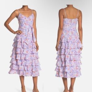 LIKELY Ariella Floral Tiered
Ruffle Midi Dress